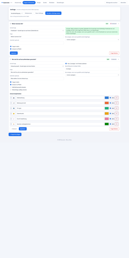 Abfrage Quesvanta Backend Bereich
