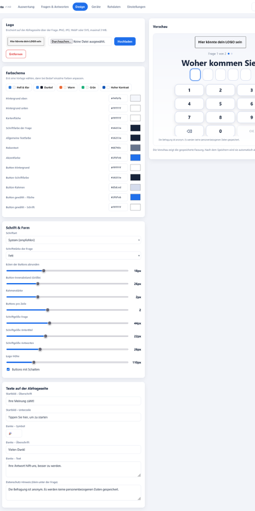 Abfrage Quesvanta Backend Bereich